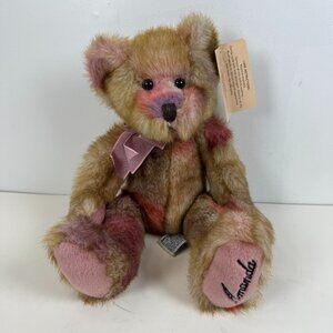 Russ Harvest Moon Plush Seated Amanda Bear Brown Pink Bow with Tag